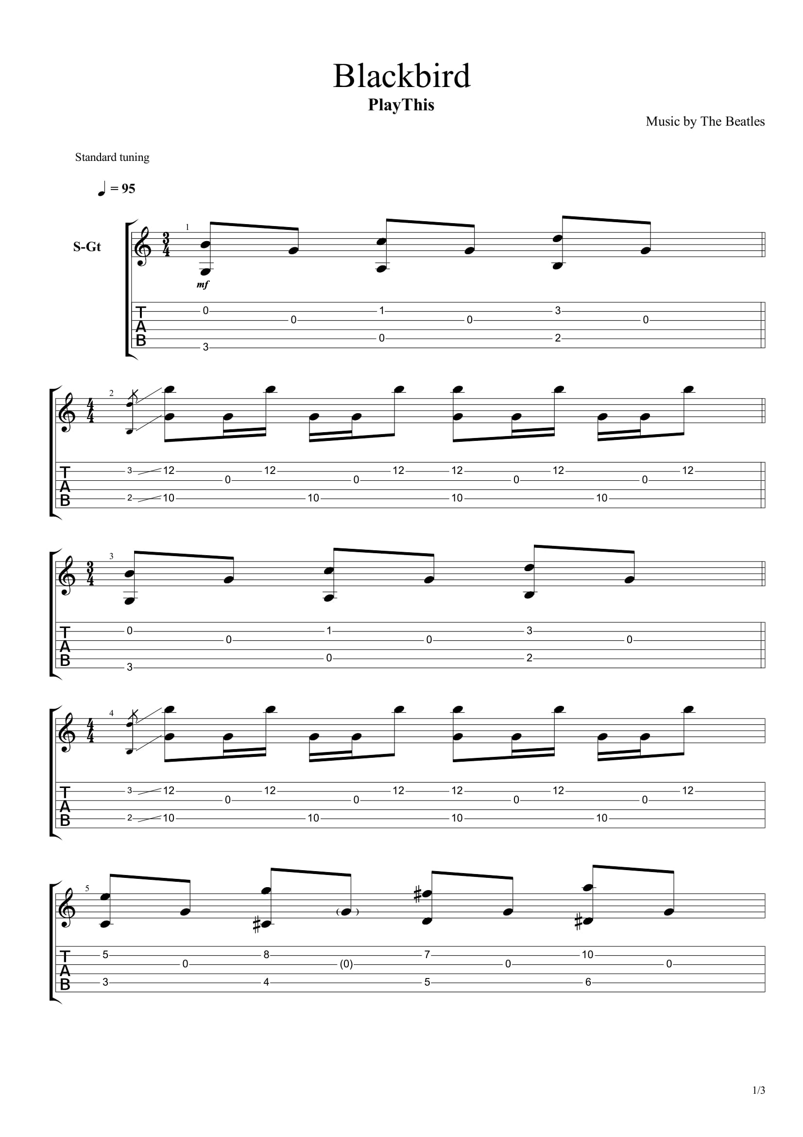 Топ 100 песен для акустической гитары 2/10 - 3. The Beatles - Blackbird
