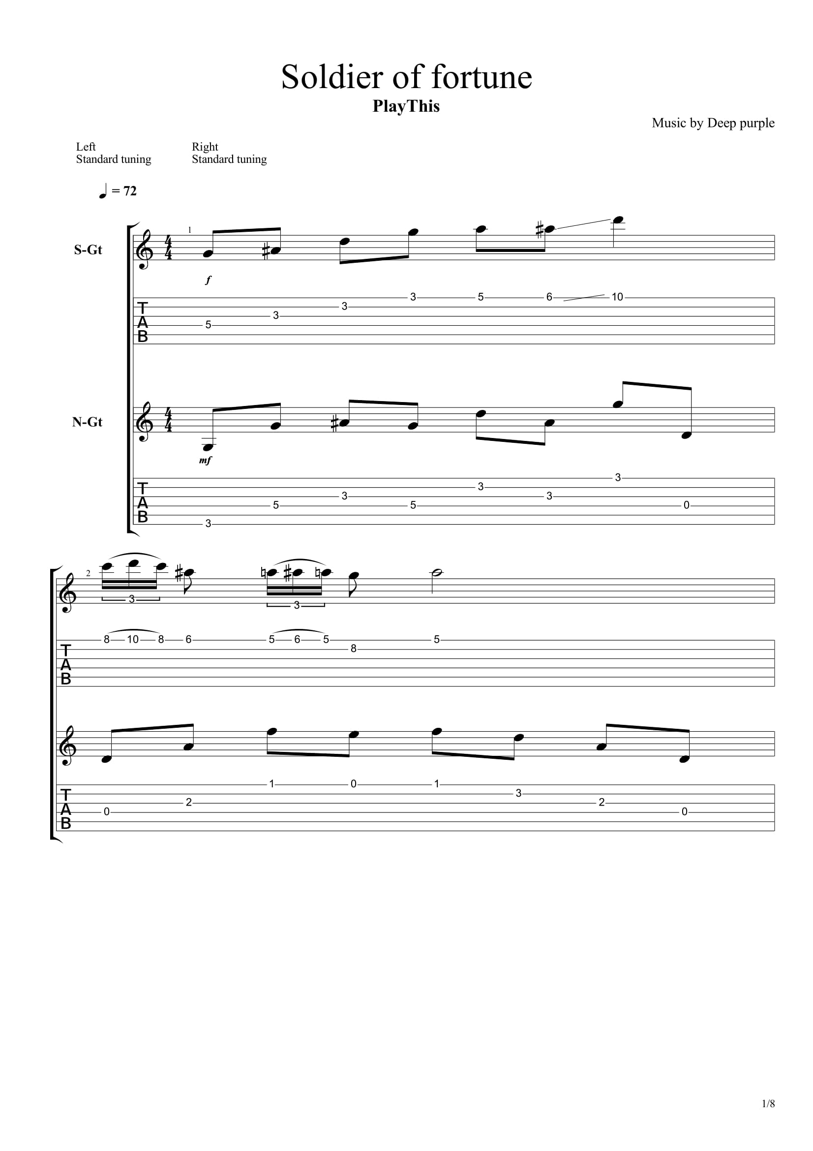 Топ 100 песен для акустической гитары 3/10 - 4. Deep Purple - Soldier of Fortune