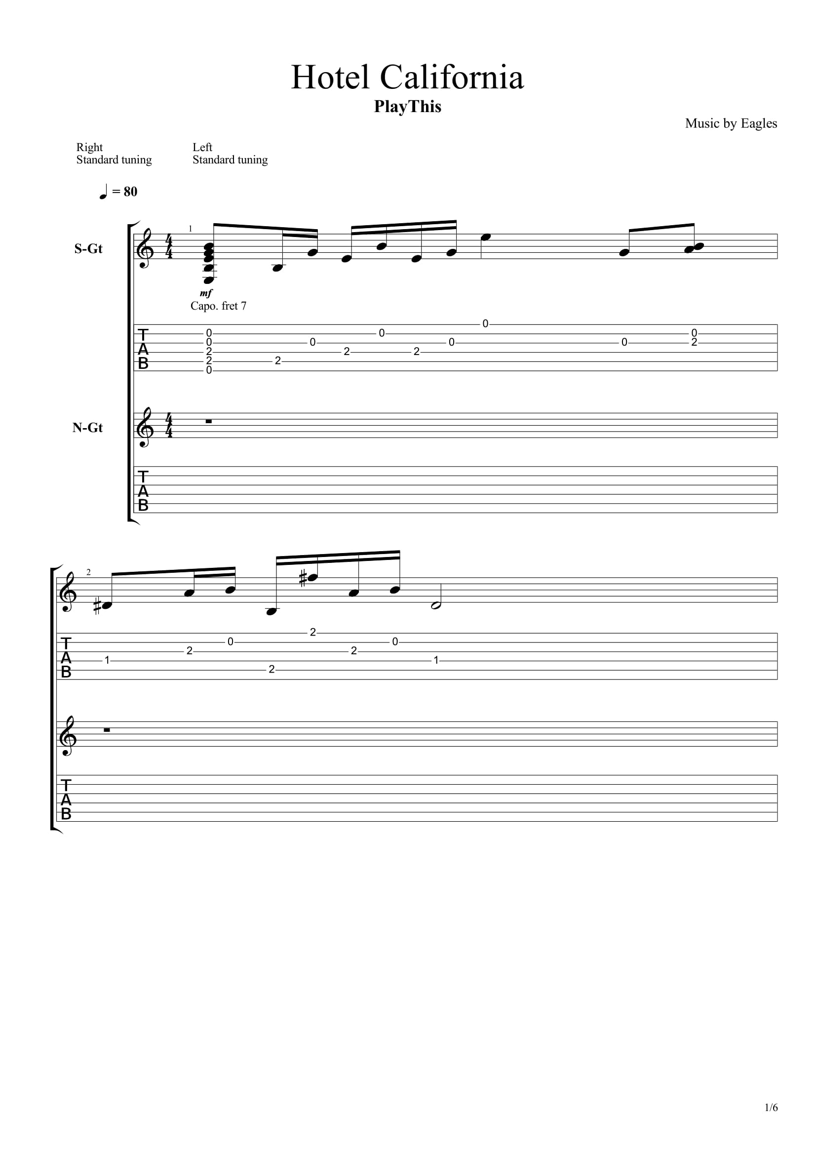 Топ 100 песен для акустической гитары 3/10 - 1. Eagles - Hotel California