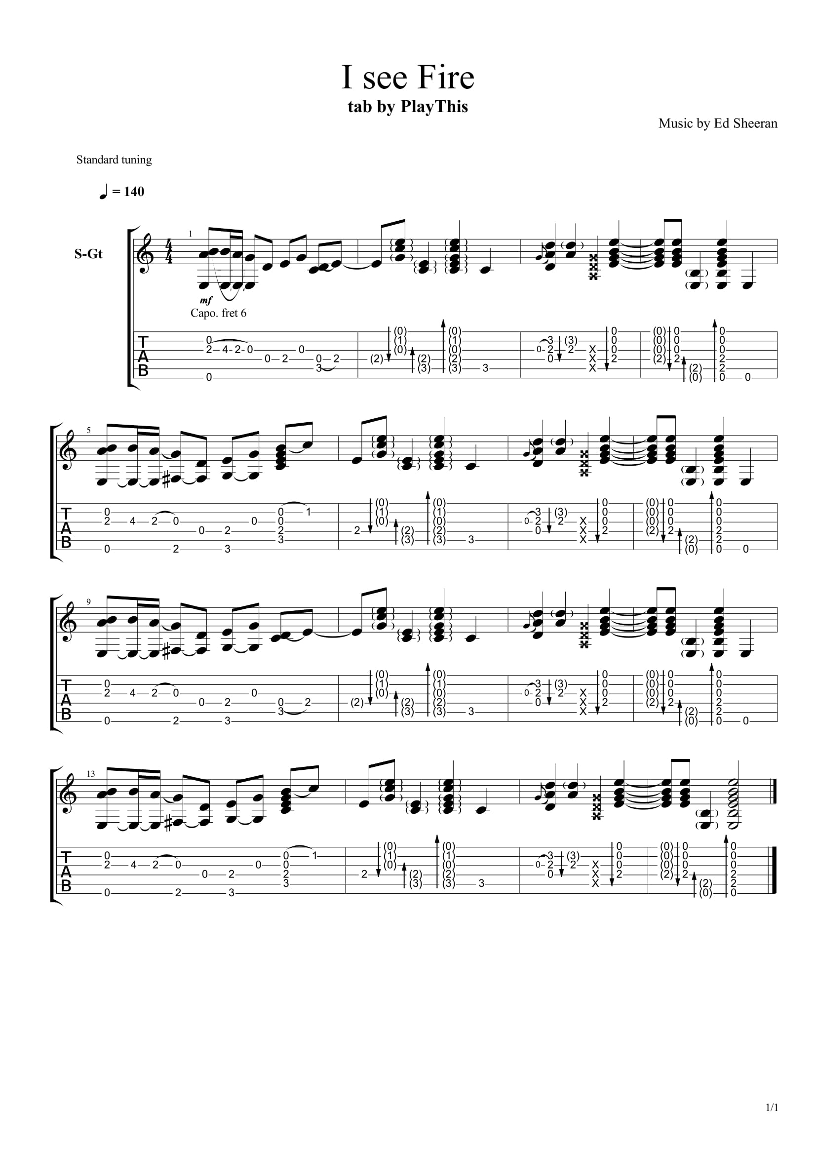 Топ 100 песен для акустической гитары 1/10 - 6. Ed Sheeran - I See Fire