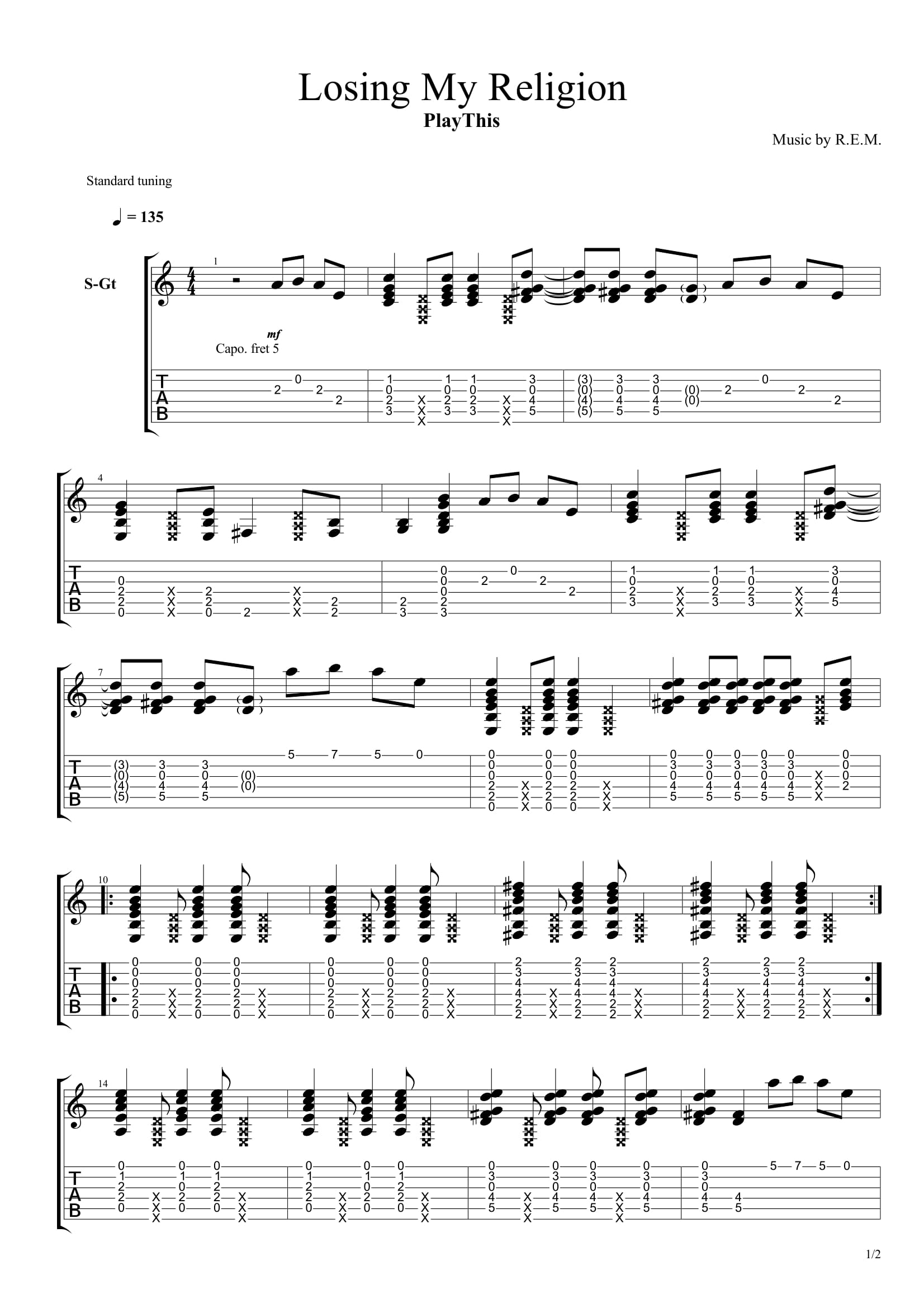 Топ 100 песен для акустической гитары 1/10 - 10. R.E.M. - Losing My Religion