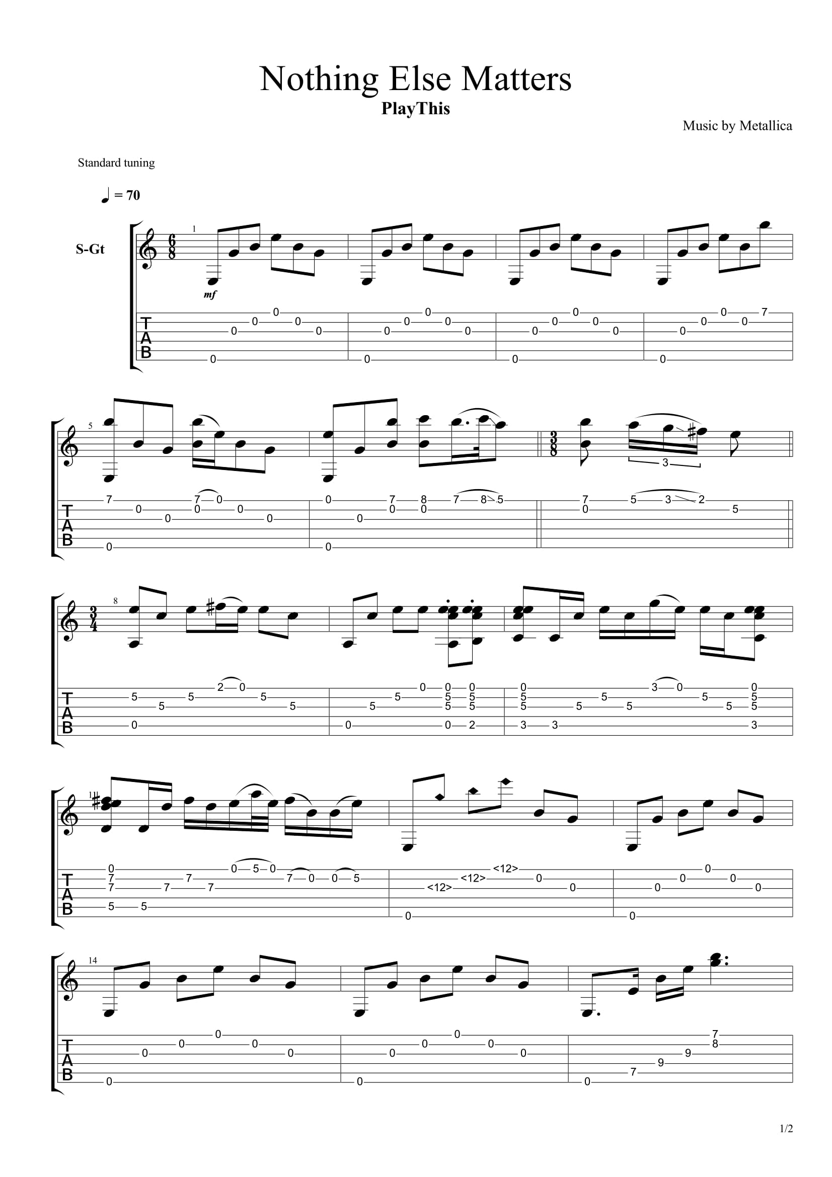 Топ 100 песен для акустической гитары 1/10 - 8. Metallica - Nothing Else Matters