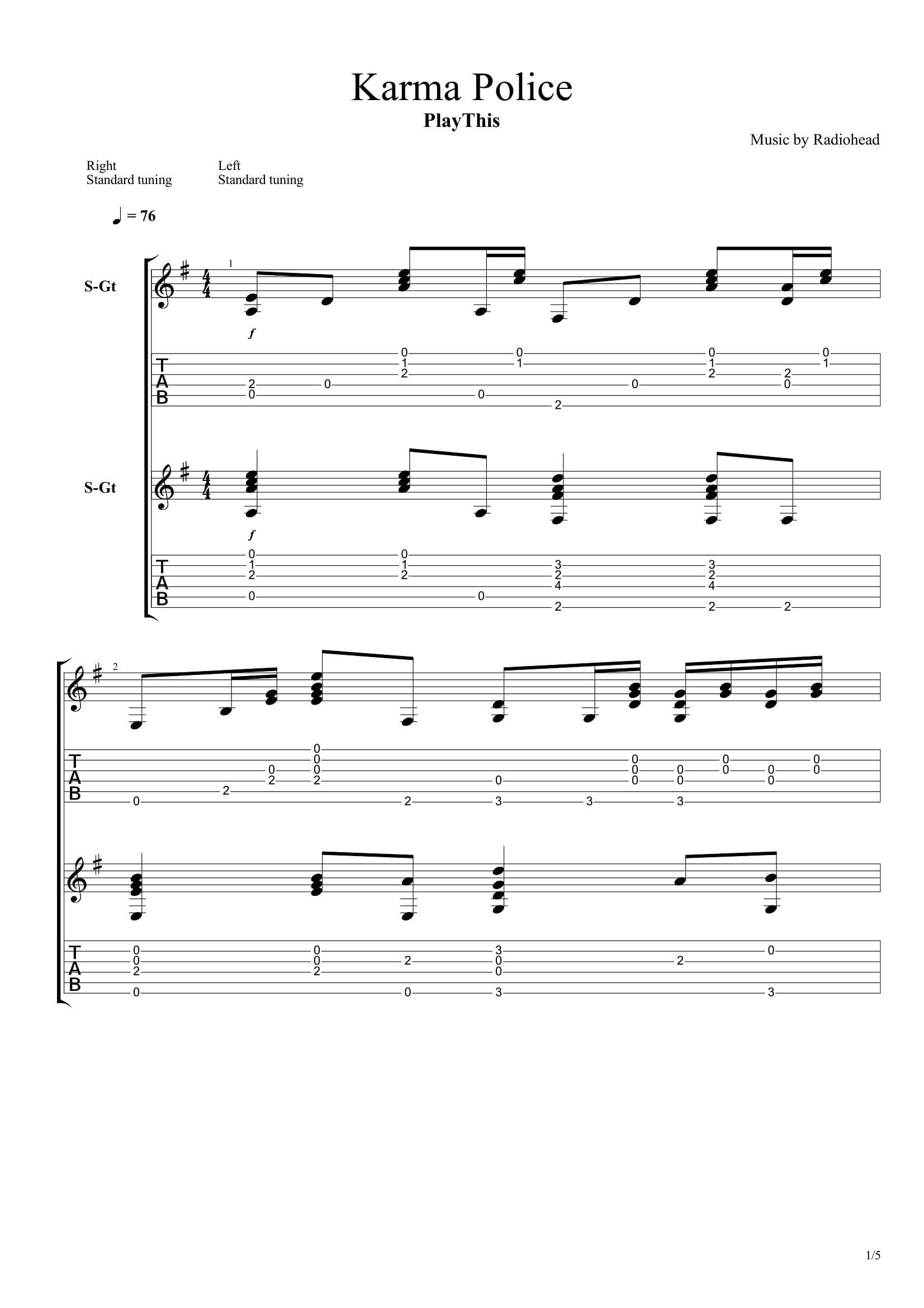 Топ 100 песен для акустической гитары 3/10 - 10. Radiohead - Karma Police