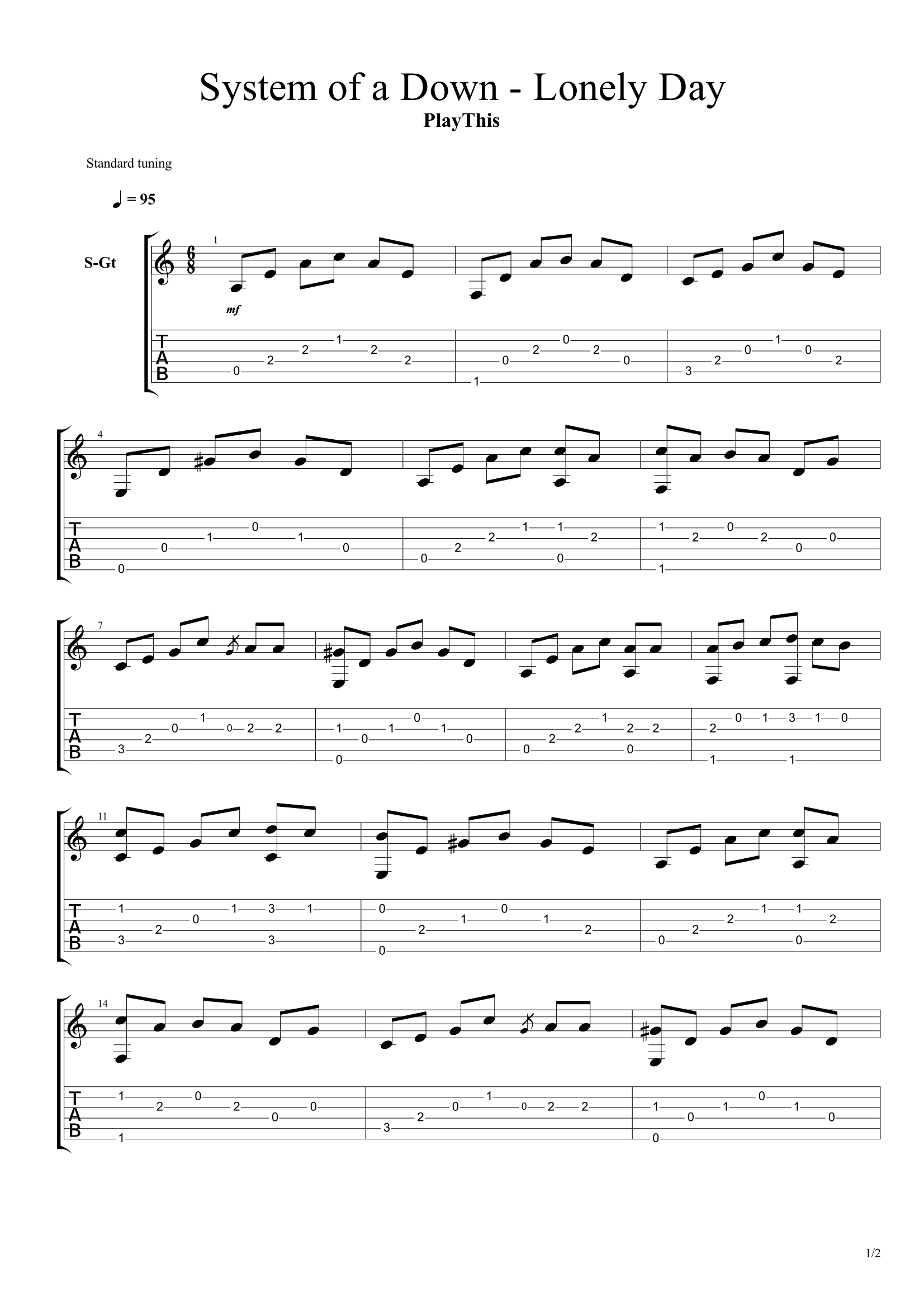 Топ 100 песен для акустической гитары 2/10 - 7. System of a Down - Lonely Day 