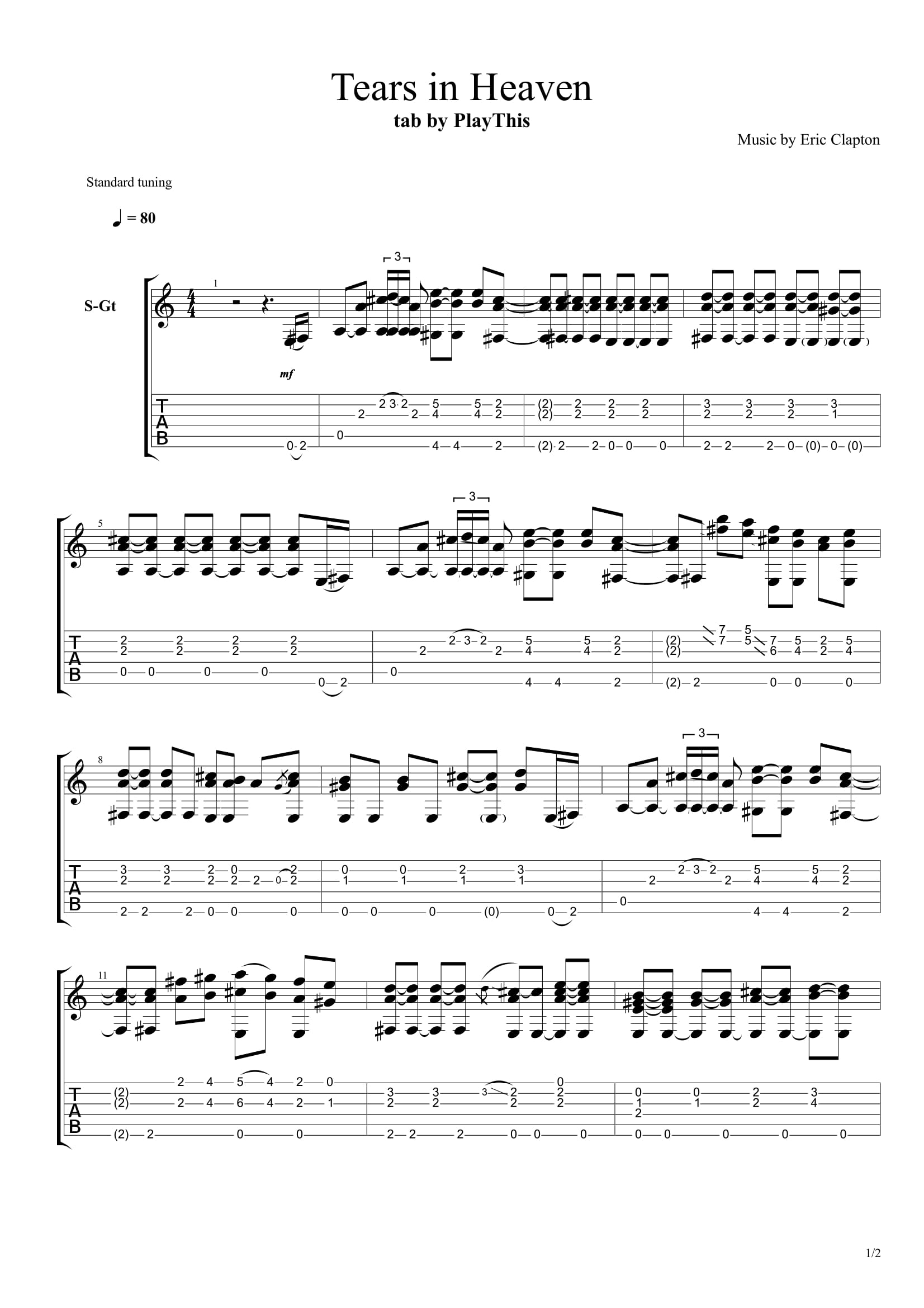 Топ 100 песен для акустической гитары 1/10 - 2. Eric Clapton - Tears in heaven